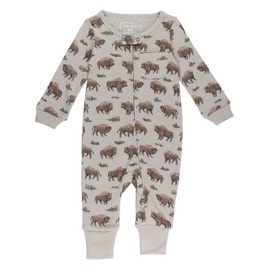 Organic Footless 2-Way Zipper Romper - Bison