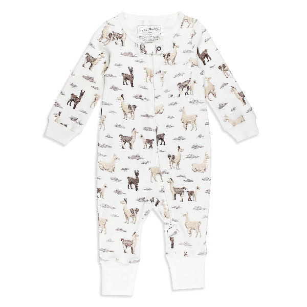 Organic Footless 2-Way Zipper Romper - Llama