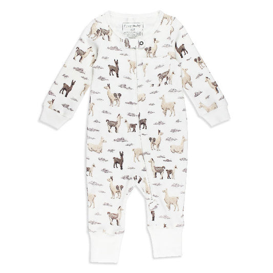 Organic Footless 2-Way Zipper Romper - Llama