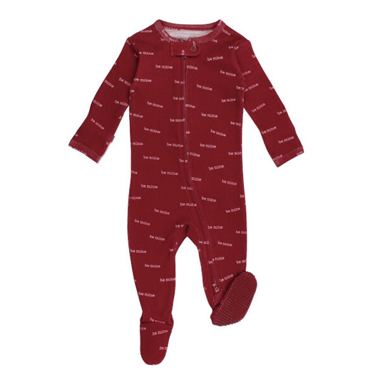 Organic 2-Way Zipper Footie - Be Mine