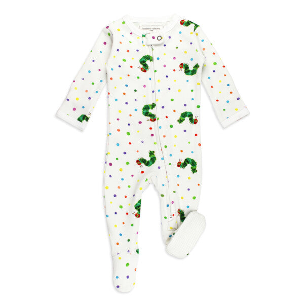 Organic 2-Way Zipper Footie - Caterpillar
