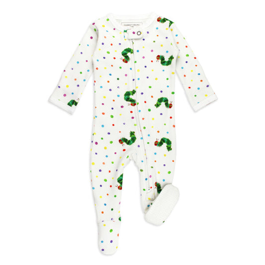 Organic 2-Way Zipper Footie - Caterpillar