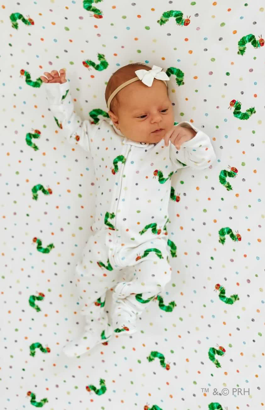 Organic 2-Way Zipper Footie - Caterpillar