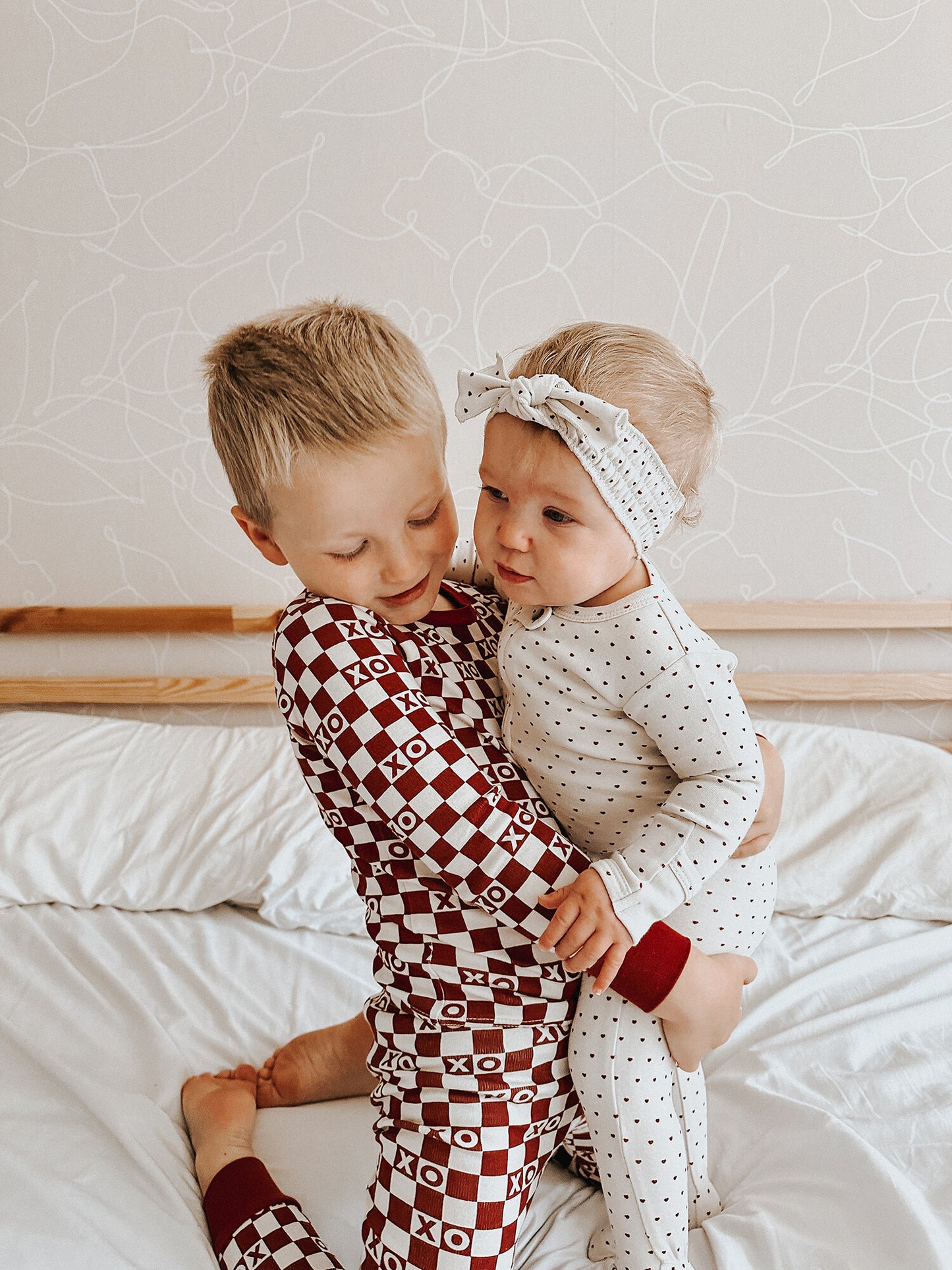 Organic 2-Way Zipper Footie with Crimson Mini Hearts