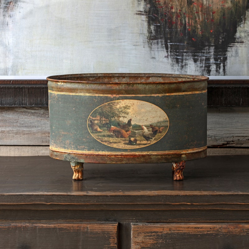 Poulets Oblong Tole Container