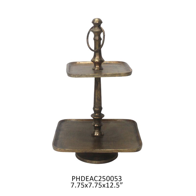 Antique Brass Two-Tier Square Server