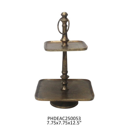 Antique Brass Two-Tier Square Server