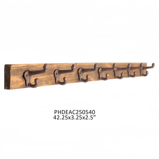 Wood Board with Metal Hooks