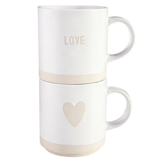 Face to Face Stackable Mugs - Love/Heart - Set of 2