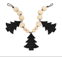 Black Christmas Tree Beaded Garland