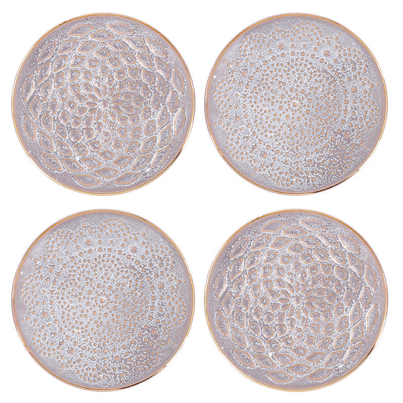 Lilac Stamped Appetizer Plates - 4 Styles