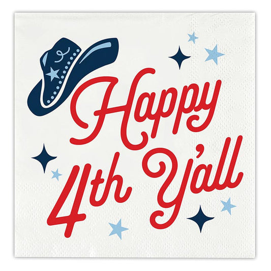 Beverage Napkin - Happy 4th Y'all