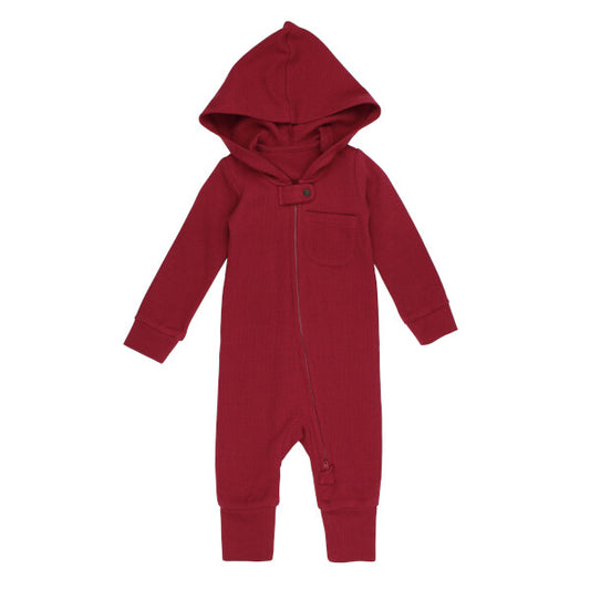 Thermal 2-Way Zipper Romper - Crimson
