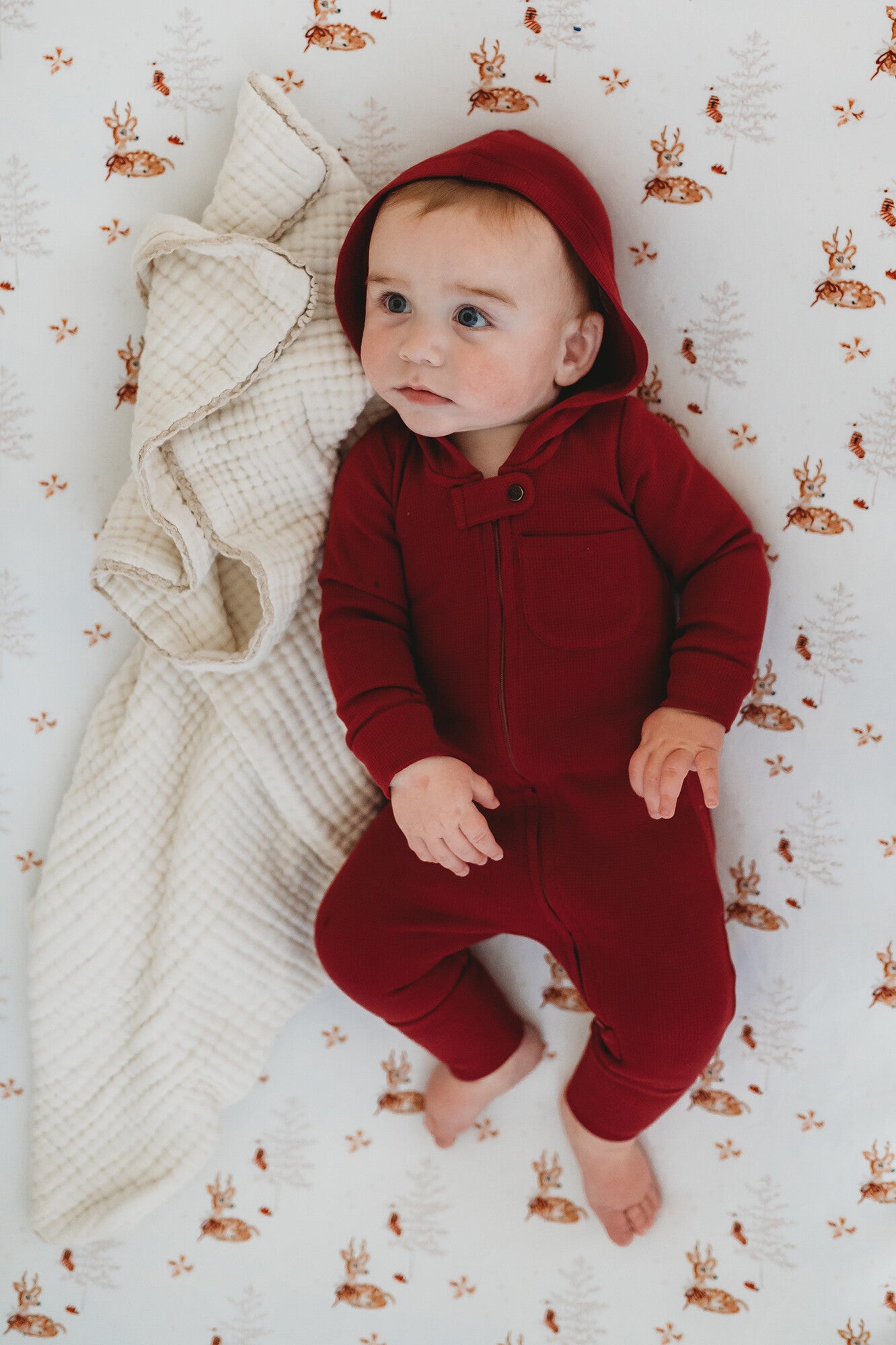 Thermal 2-Way Zipper Romper - Crimson