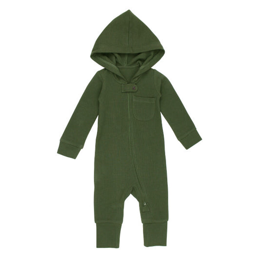 Organic Thermal 2-Way Zipper Romper - Forest