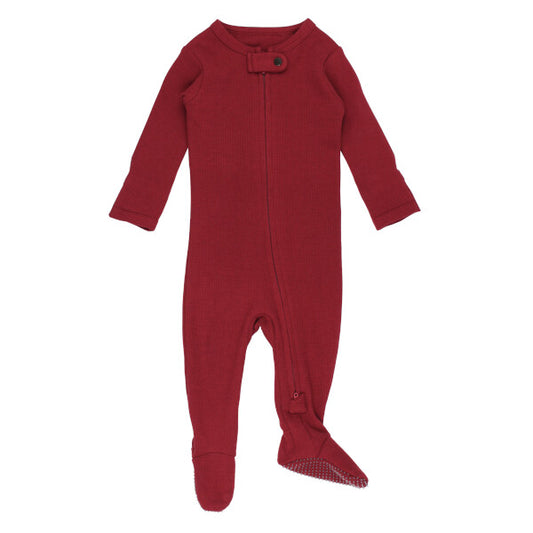 Thermal 2-Way Zipper Footie - Crimson
