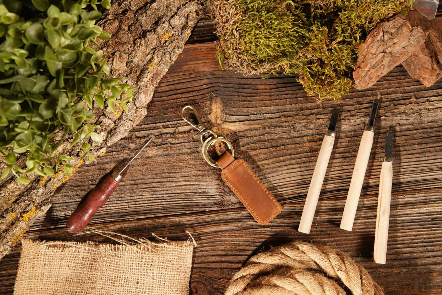 Leather Keychain, Geniune Leather Keychain