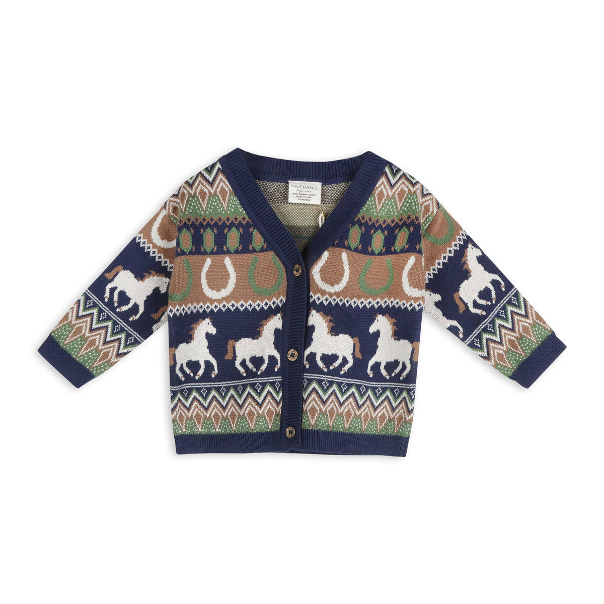 Western Jacquard Knit Baby Cardigan (Organic Cotton)