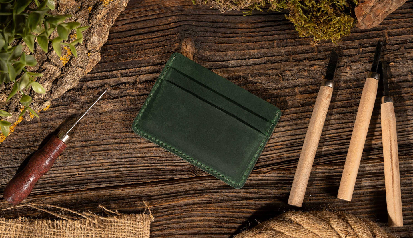 Leather Card Holder Wallet, Handmade Wallet for Men