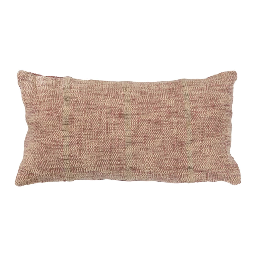 Woven Cotton Lumbar Pillow-Orange