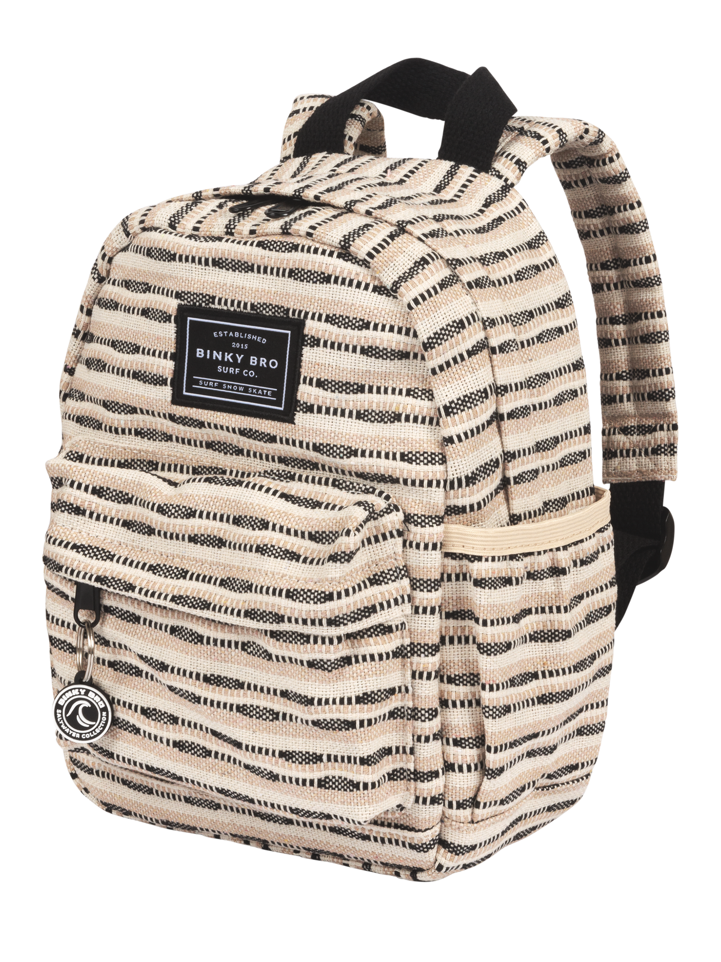 Kids Backpack (Black Striped Canvas)