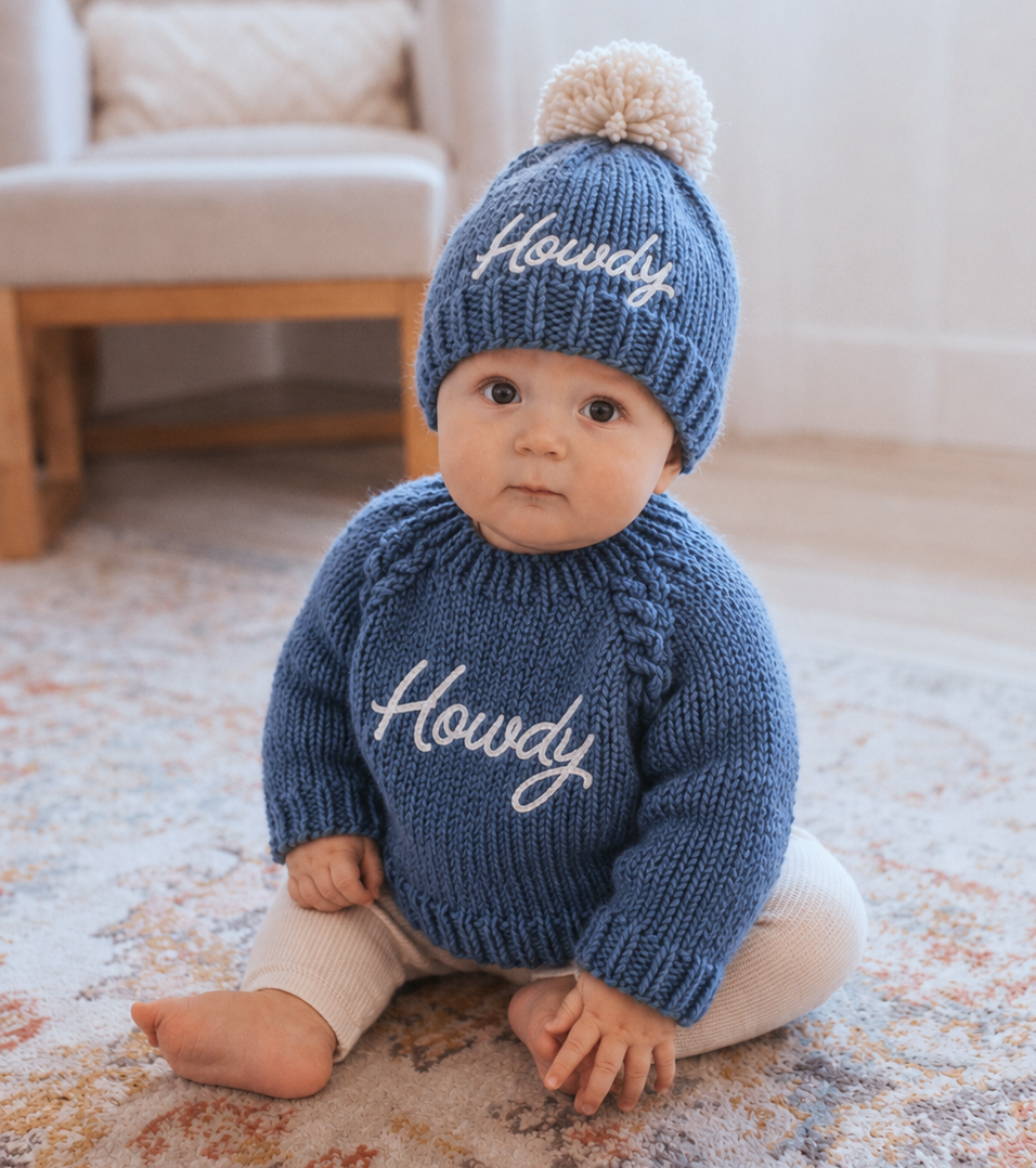 Howdy Beanie Hat Slate Blue for Baby & Kids