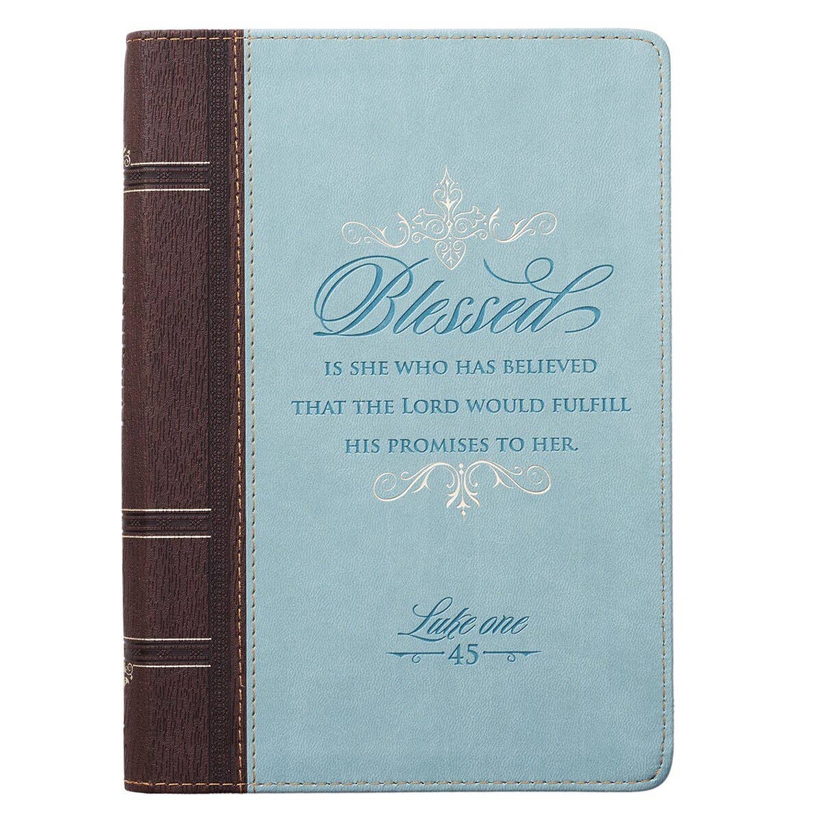 Journal Classic Zip Teal/Brown  Blessed Luke 1:45
