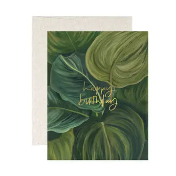 Green Leaves Birthday Card