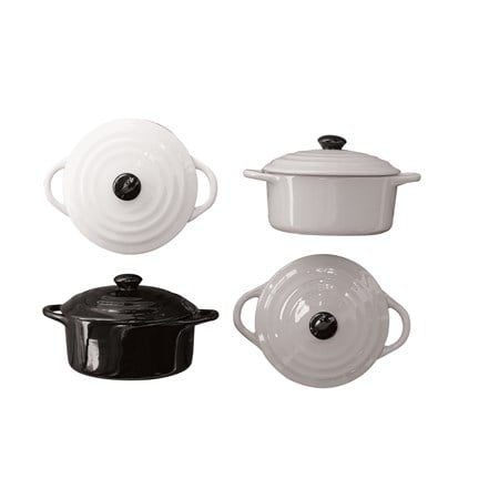 Stoneware Mini Baker with Lid, 4 Colors
