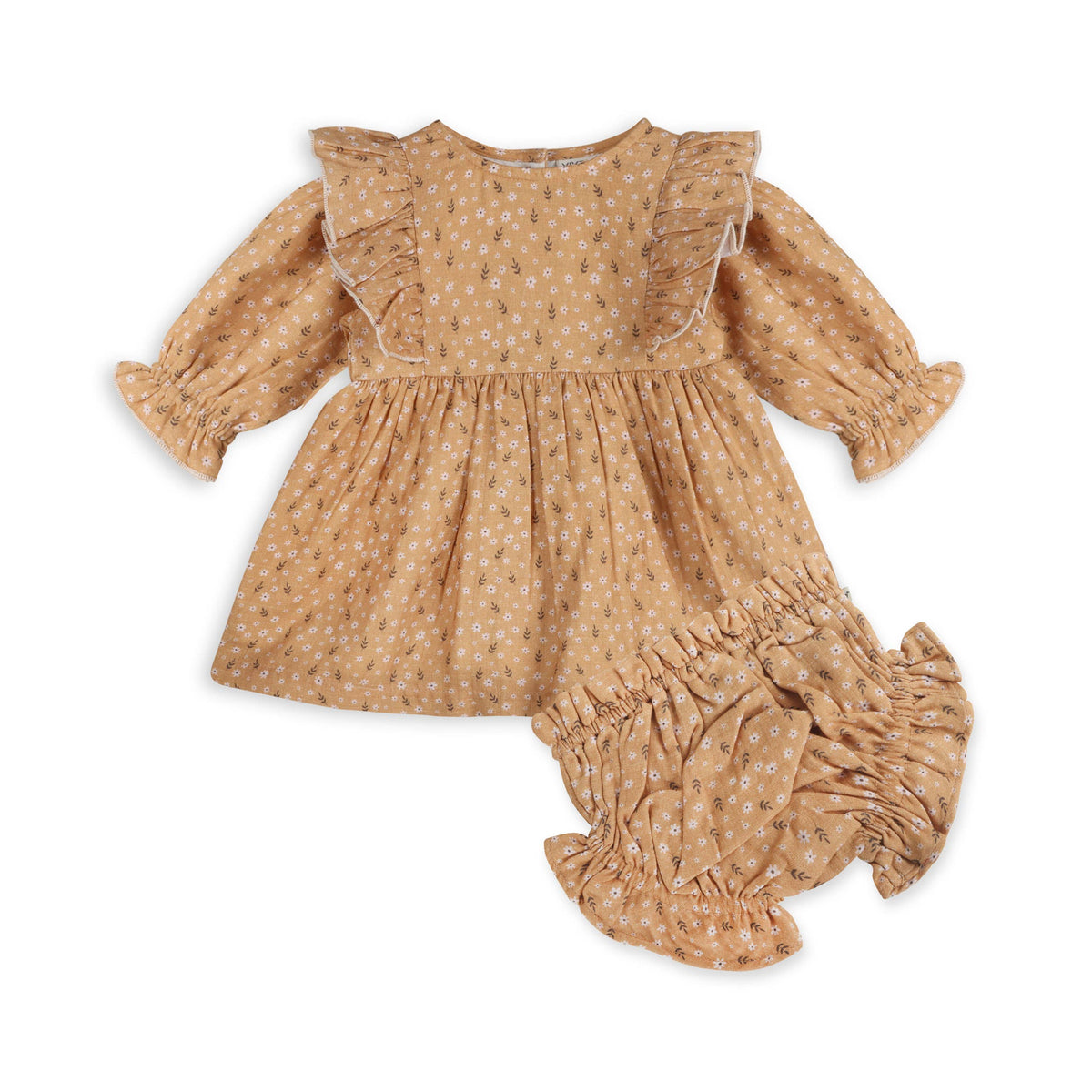 Floral Ruffle Baby Dress & Bloomer (Organic Muslin)