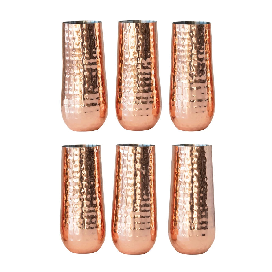 Hammered Stainless Steel Stemless Champagne Flute