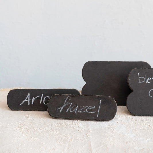 Found Wood Standing Sign, Black Chalkboard Finish