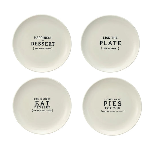 Stoneware Plate w/ Wax Relief Saying, 4 Styles