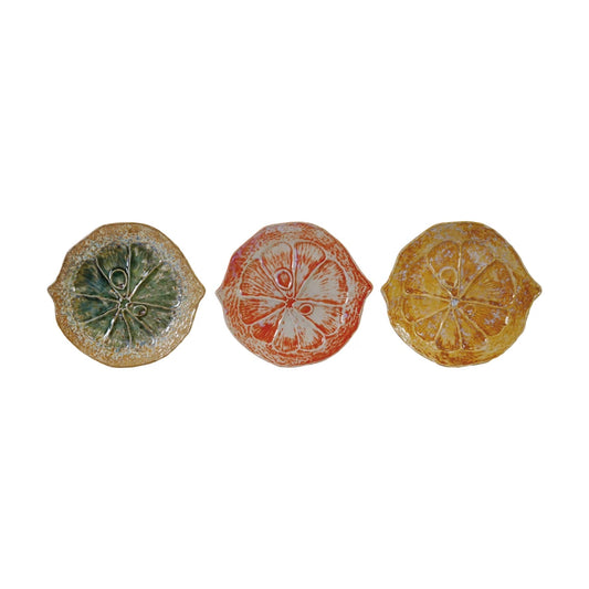 Stoneware Citrus Shaped Plate, 3 Colors