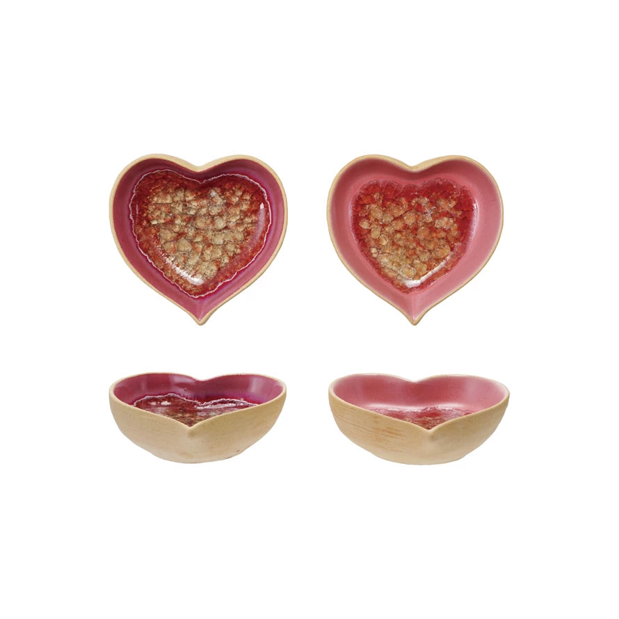 Stoneware Heart Shaped Dish, 2 Colors