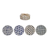 Stoneware Coasters with Tile Pattern, Set of 4 Tied with Jute