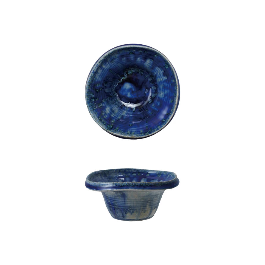 Stoneware Bowl, Reactive Crackle Glaze