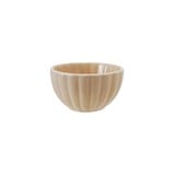 Stoneware Ribbed Bowl, Reactive Glaze, Cream Color