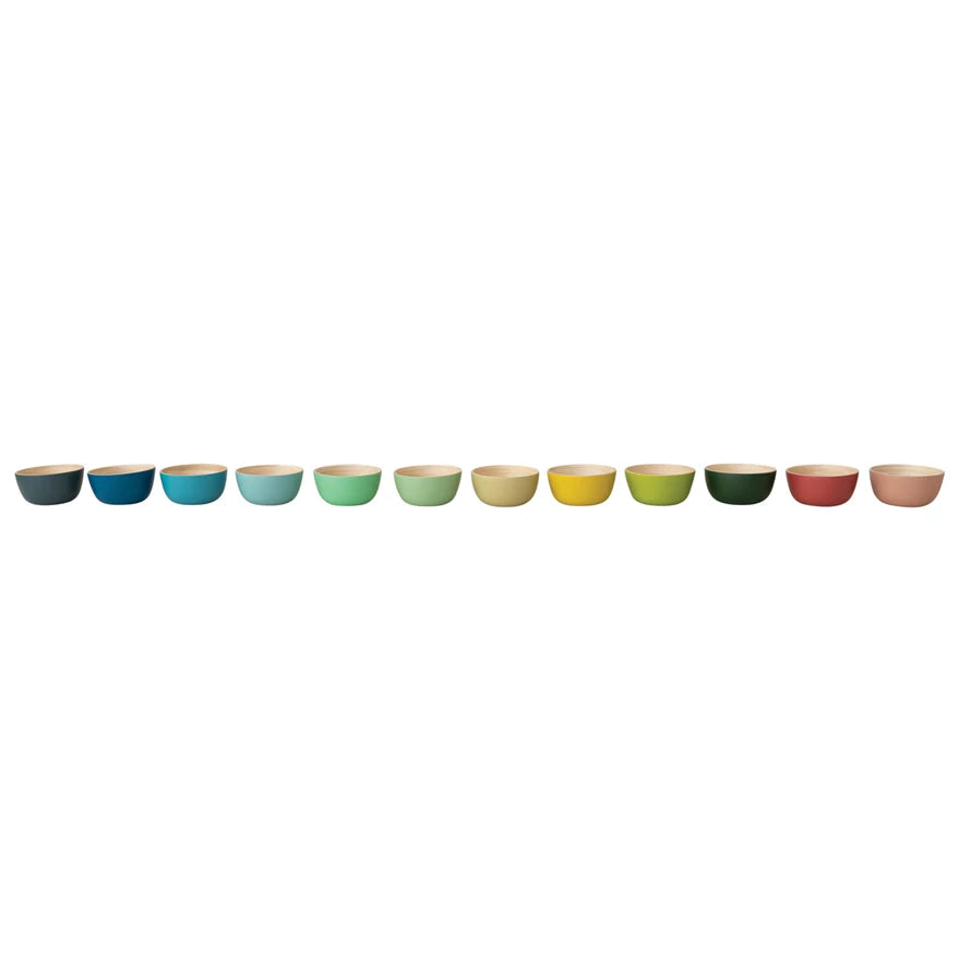 Bamboo Bowl w/ Natural Finish Inside, 12 Matte Colors
