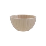 Stoneware Ribbed Bowl, Reactive Glaze, Cream Color