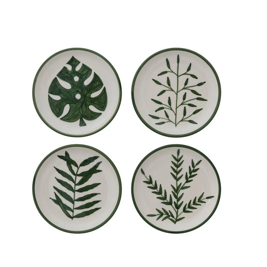 Hand-Painted Stoneware Plate with Botanical, 4 Styles (Each One Will Vary)