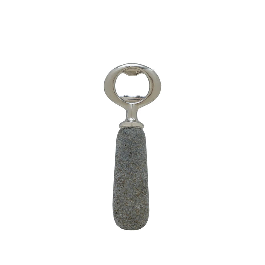 Stainless Steel & Stone Bottle Opener, Natural (Each One Will Vary)