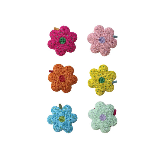 Handmade Glass Beaded Fabric Flower Shaped Tape Measure, 6 Colors (Each Measures 5 Feet)