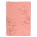 Pink Blossom - His Mercies Faux Leather Journal with Zipper
