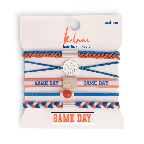 Game Day Blue Orange hair tie + bracelet