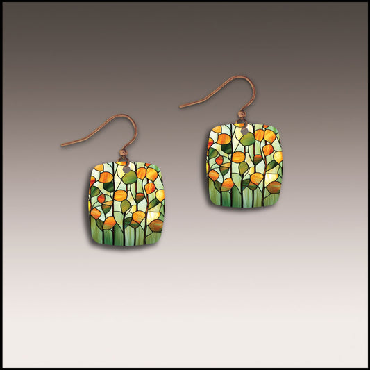 Stained Glass Button Drop Handmade Earrings