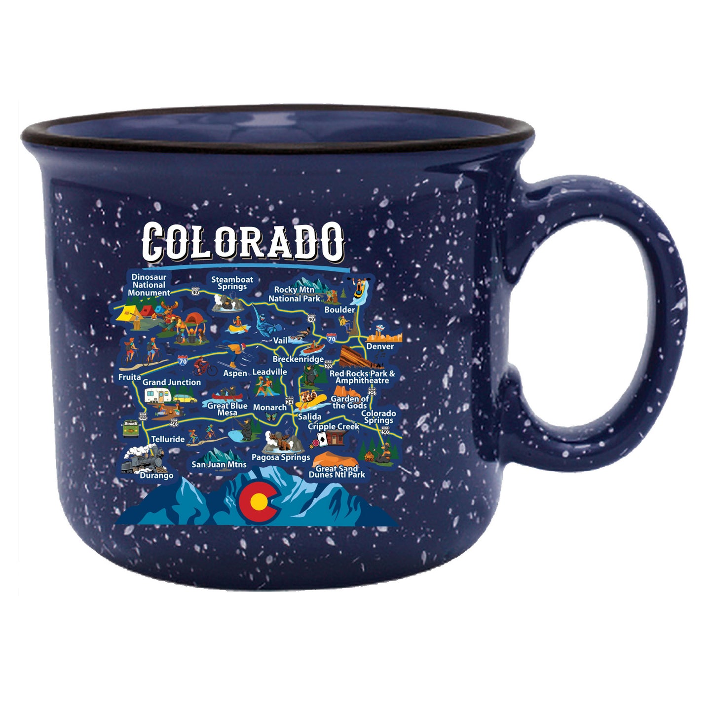 Colorado Map Campfire Mug Blue