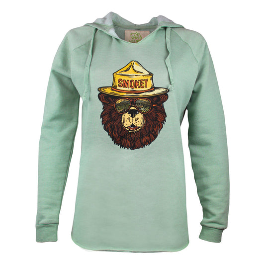 Smokey the Groovy Bear Women's Hooded Sweatshirt Sage