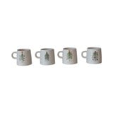 12 oz. Hand-Painted Stoneware Mug w/ Christmas Tree, 4 Styles