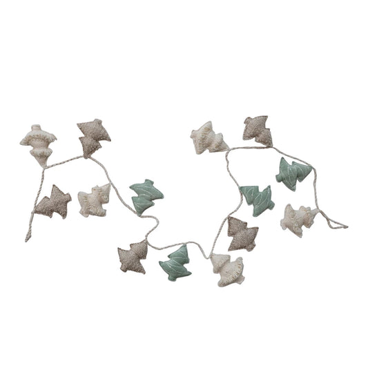 Woven & Jute Tree Garland with Embroidery, Sequins & Cord